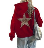 Women's Fashion XINGX Printed Loose Hooded Sweater