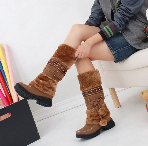 Large size snow boots thick bottom thick wool warm cotton boots