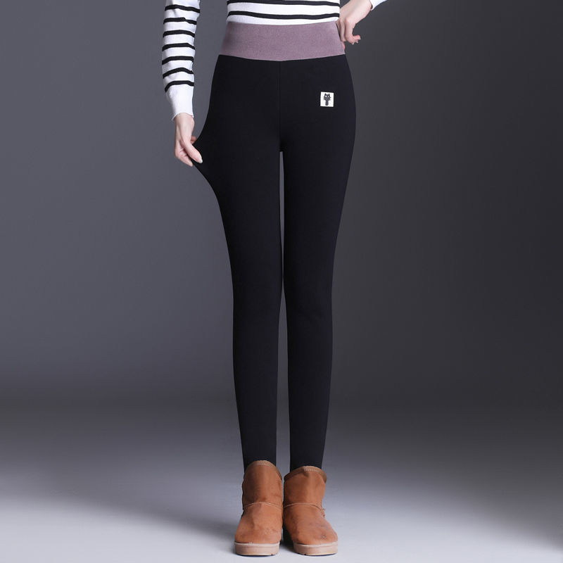 Women's plush thick lamb velvet foot pants