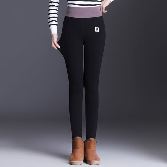 Women's plush thick lamb velvet foot pants