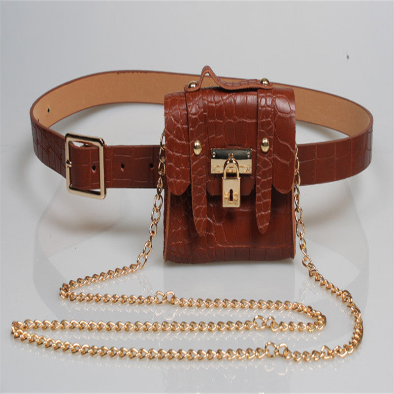 Metal chain belt small bag