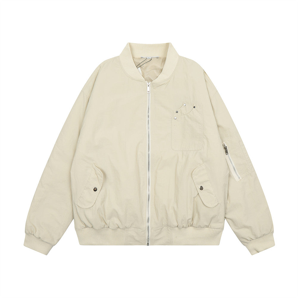 Men's Spring And Autumn Casual Loose Cargo Zipper Cardigan Outerwear Tide
