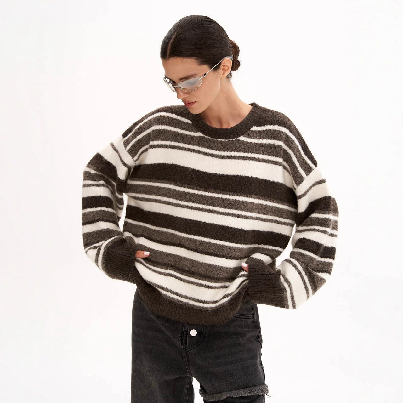 Women's Striped Color-block Sweater