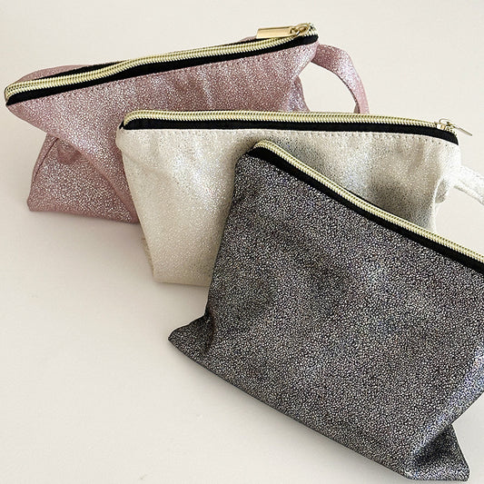 High-grade Bronzing Hand Carrying Cosmetic Bag Pencil Case Waterproof Wash Bag