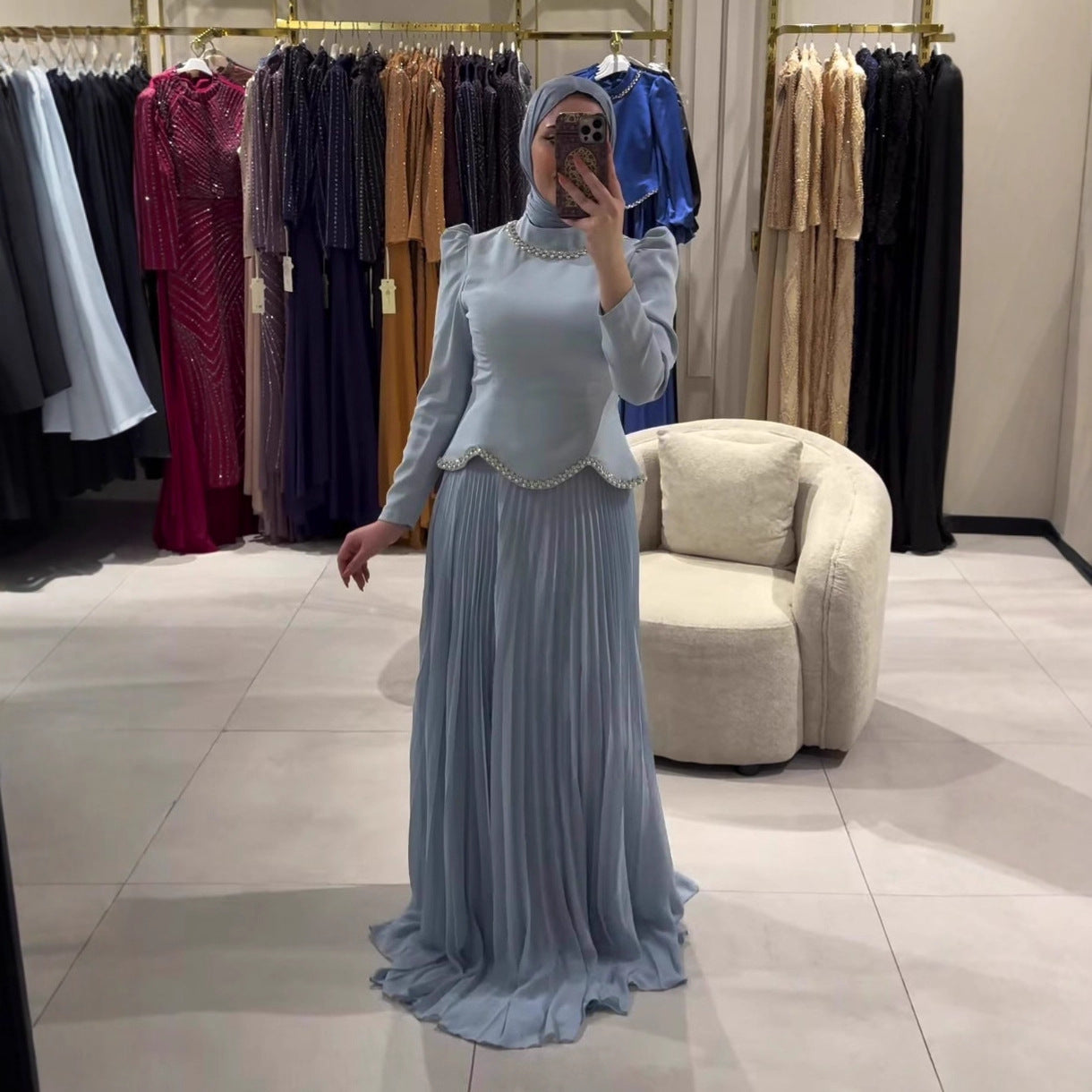 Womens Casual And Stylish Mock-neck Top And Skirt Set