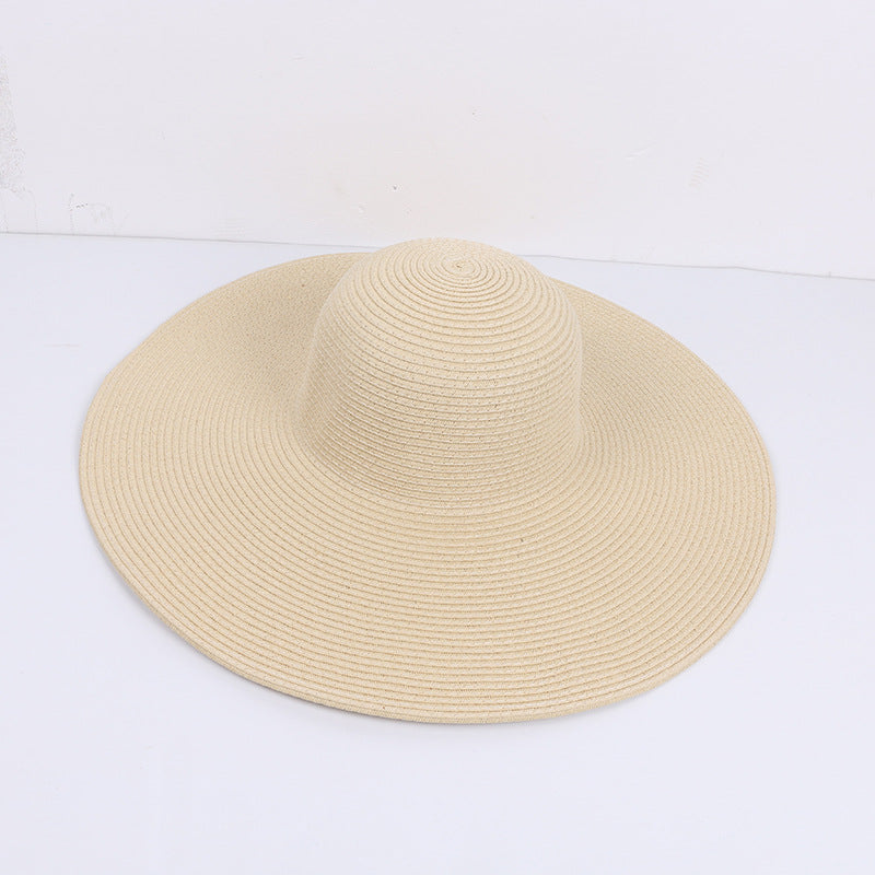 Women's Outdoor Large Brim Solid Color Straw Hat