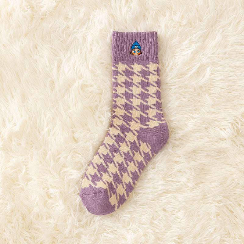 Padded Thick Embroidered Terry Towel Bottom Socks