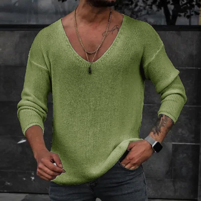 Long Sleeve V-neck Sweater Sweater Men's Independent Station Popular Men's Sweater