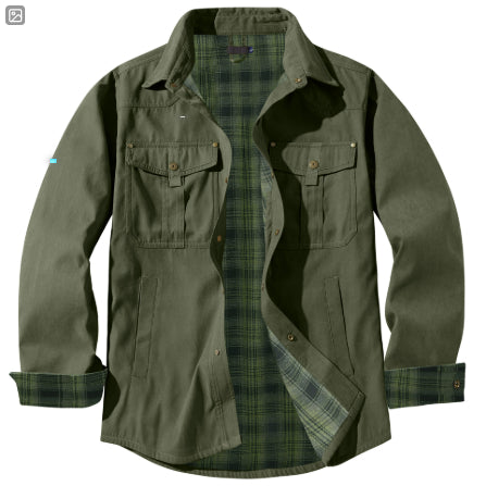 Lapel Plaid Flannel Casual Retro Western Style Jacket