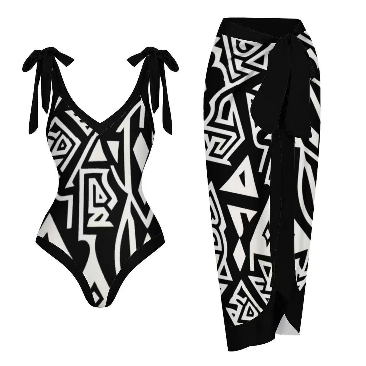 Multi-colored Printed Top And Skirt Set