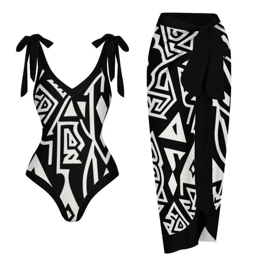 Multi-colored Printed Top And Skirt Set