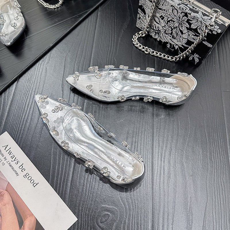 Beautiful Shallow Mouth Transparent Rhinestone Pumps