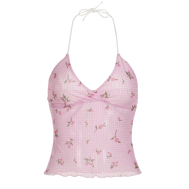 Outer Inner Wear Sexy V-neck Lace-up Pure Hot Girl Top