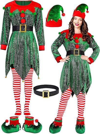 Ladies Dance Performance Dress Sequined Elf