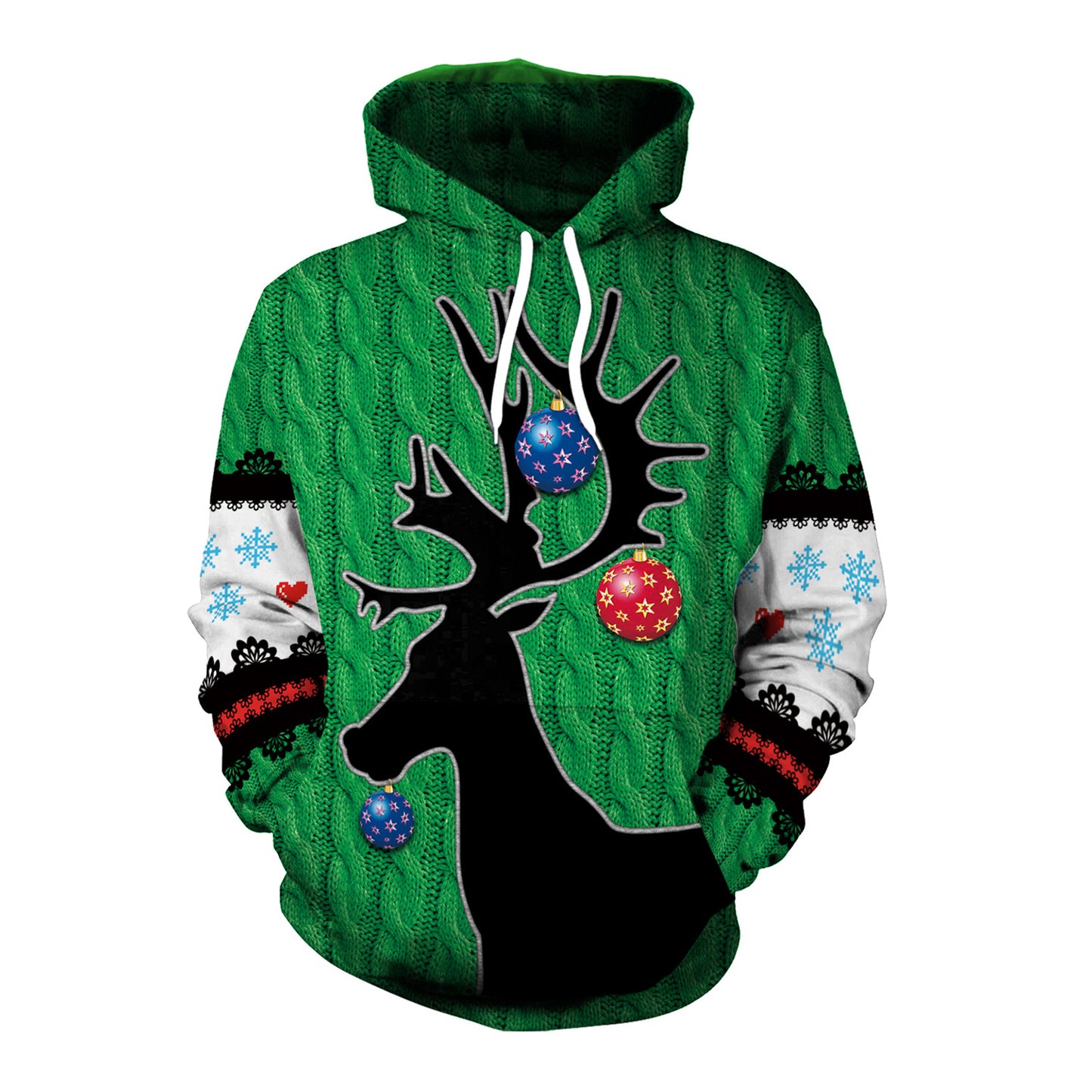 Dame jule løs alsidig hætte sweatshirt med kreativt digitalprint