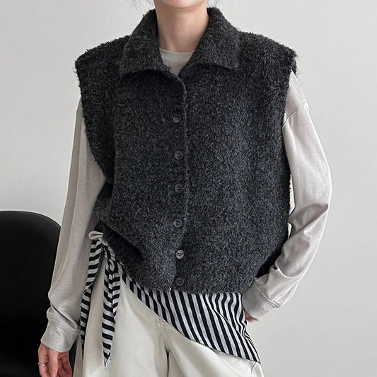 Simple Stand-Up Collar Womens Layered Relaxed Vest