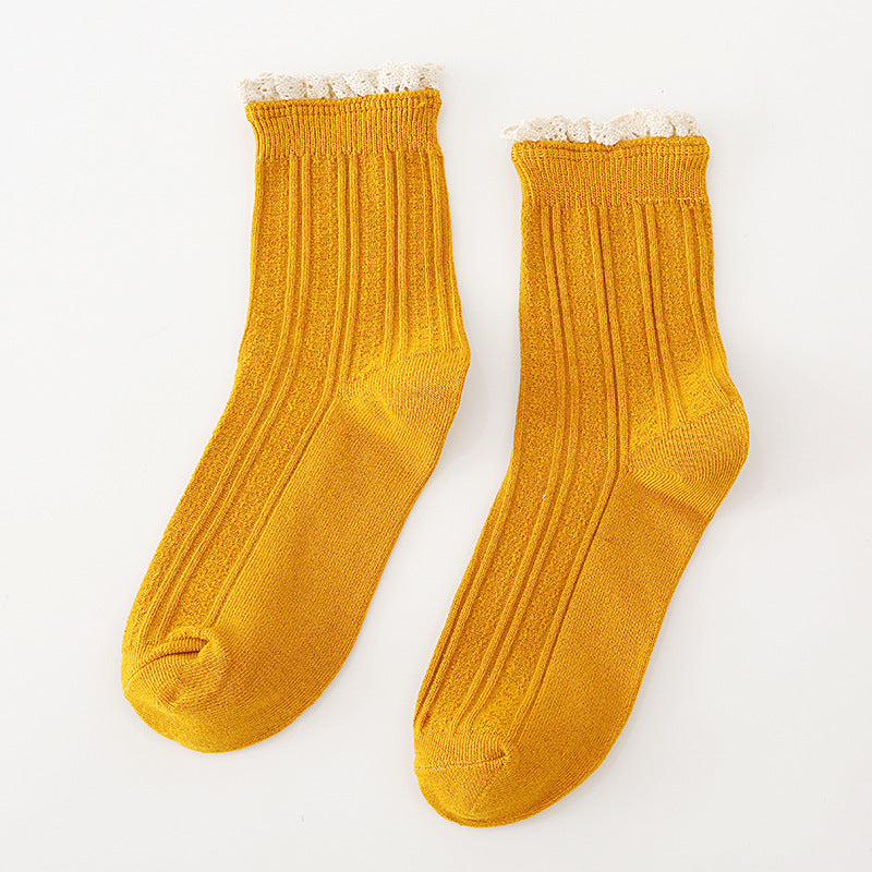 Autumn And Winter Socks Women's Japanese College Style Lace