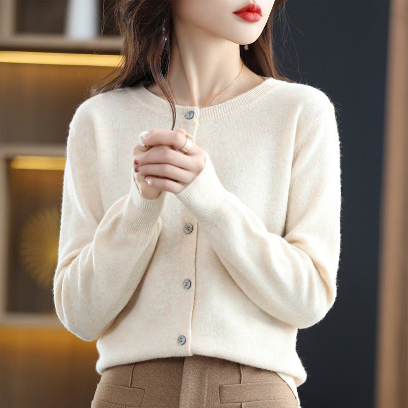 New Womens Short Long-sleeved Knitted Cardigan Sweater