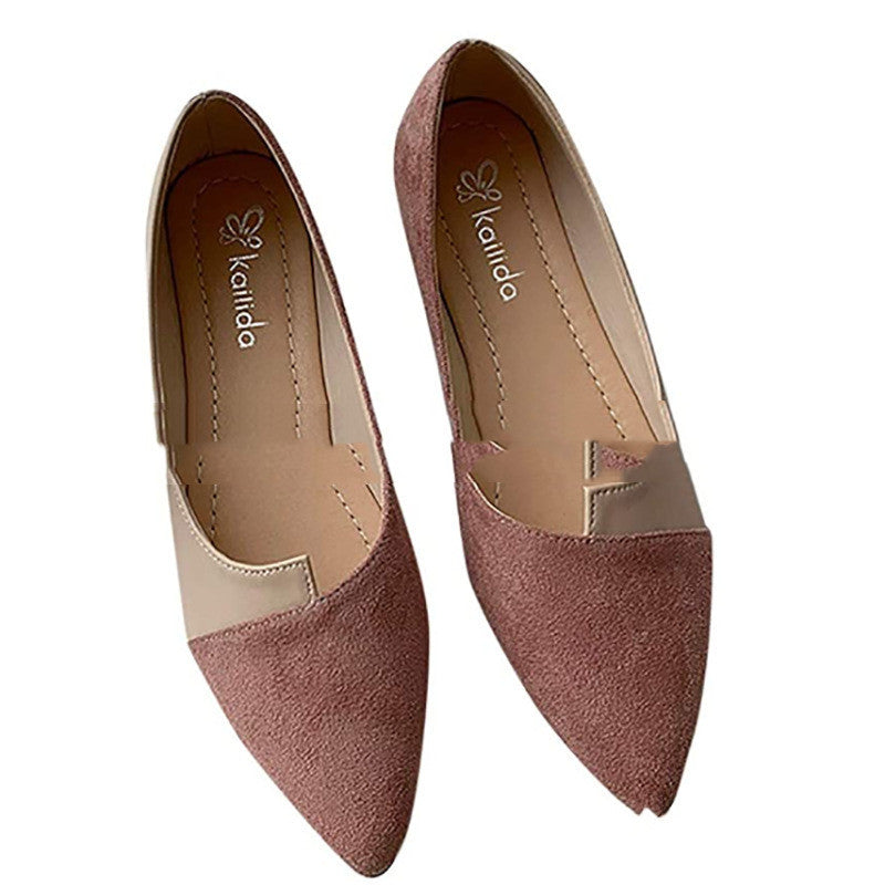 match Casual Shoes Women's Flat-bottomed Color Matching Pointed Toe