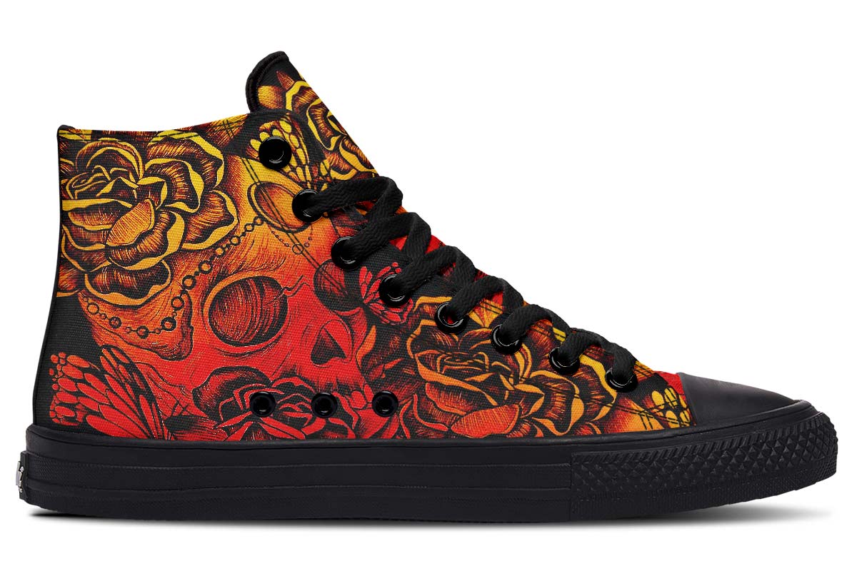 Men's And Women's Fashion Color Printing High-top Canvas Shoes