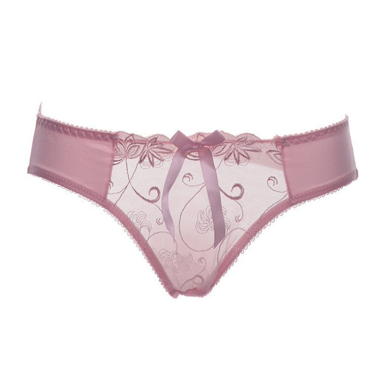Ladies Fashion Transparent See Through Hollow Embroidery Briefs