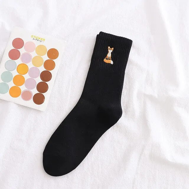 Women's Fashion Thin Embroidery Silk Socks