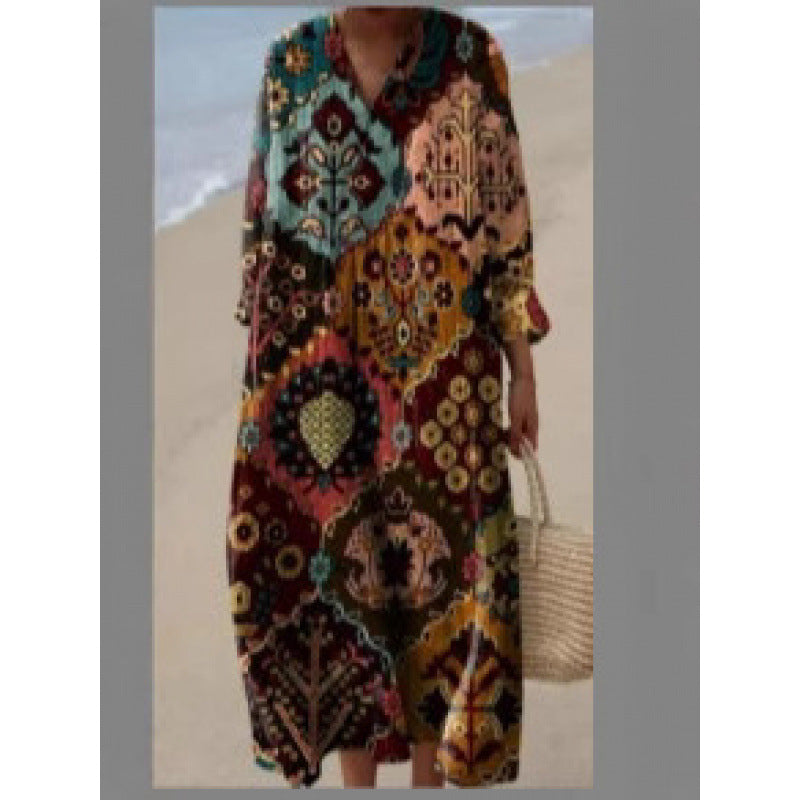 European And American Style Shirt Dress For Women