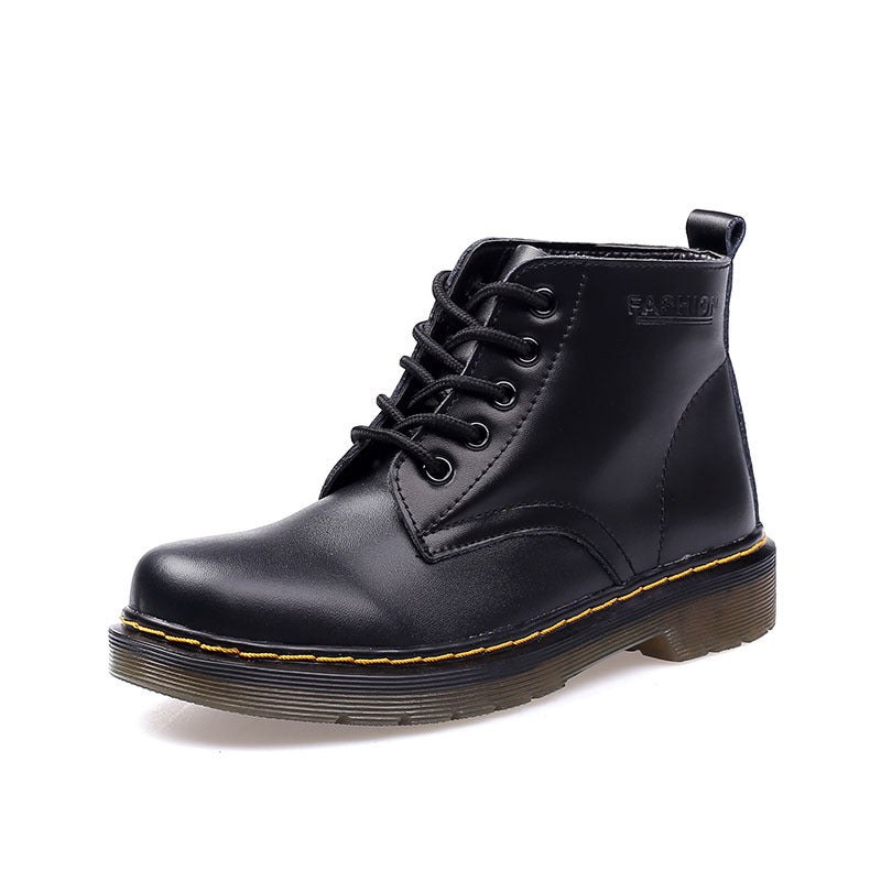 Women's Leather Short Boots With Thick Heels