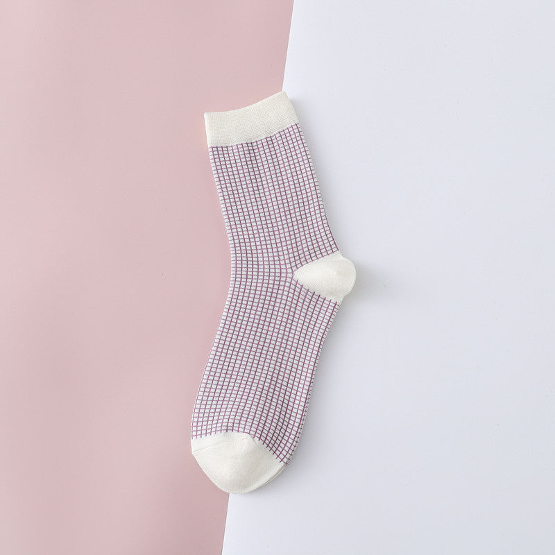 Women's Mid-calf Retro Houndstooth Long Socks