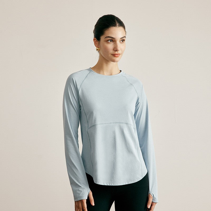 Women's T-shirt New Solid Loose Versatile Round Neck