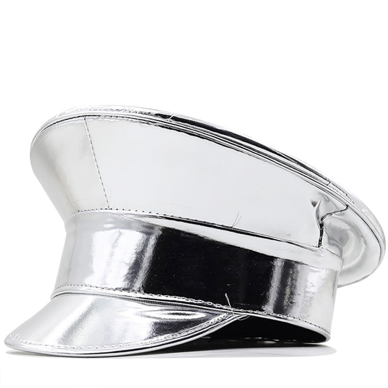 Laser Patent Leather Flat-top Cap Women's Party