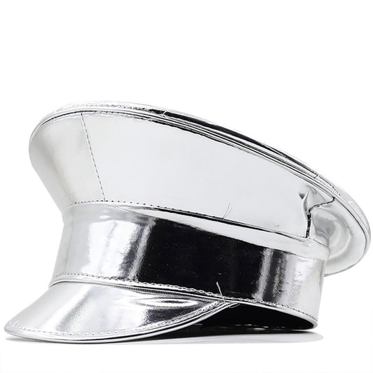 Laser Patent Leather Flat-top Cap Women's Party