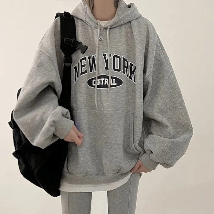 Printed Letters Thick Thin Velvet Women's Sweater