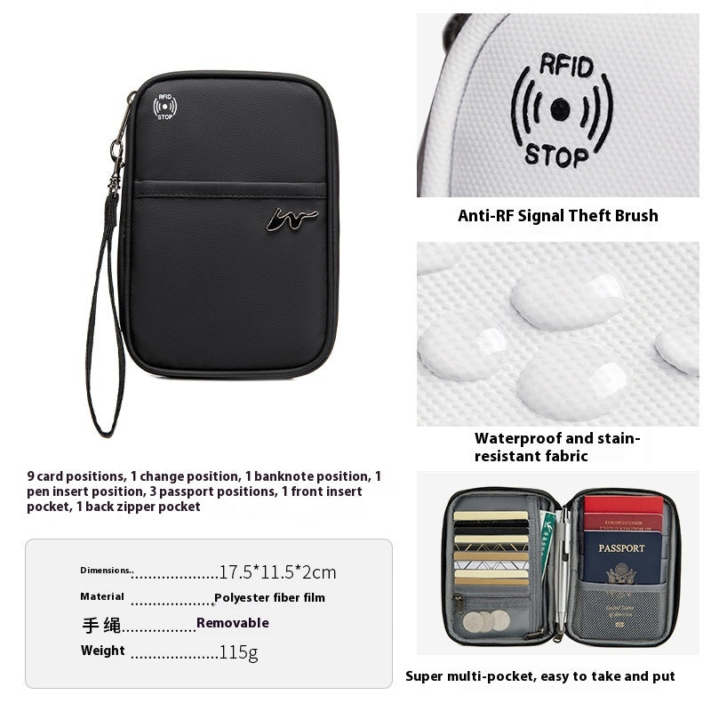 Travel Storage Travel Portable RFID Anti-theft Swiping Passport Case Document Package