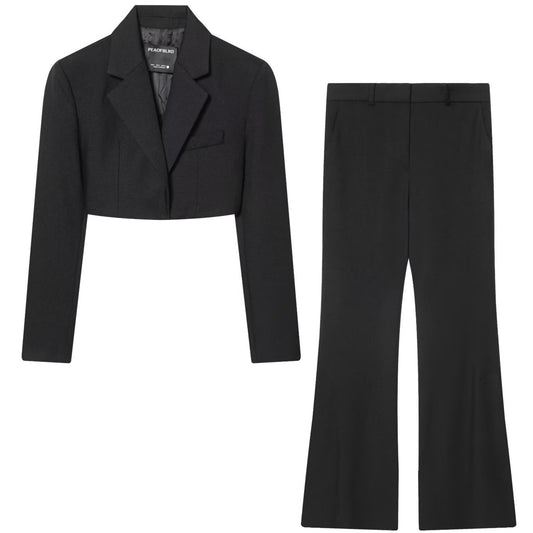 Cropped Waistcoat-style Blazer Low-rise Flared Floor-length Pants