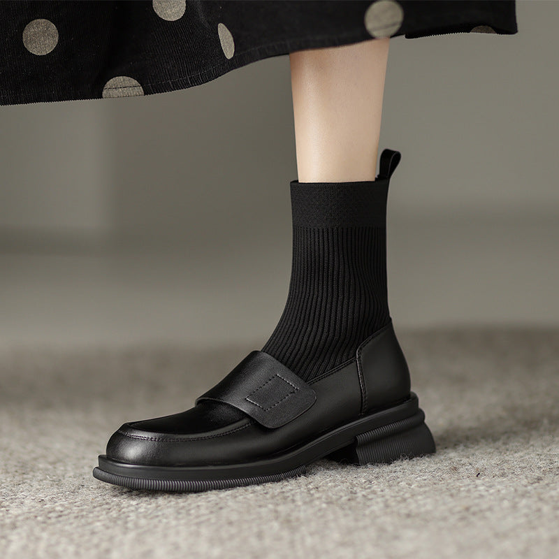 Women's Fashion Simple Thick Heel Stretch Thin Boots