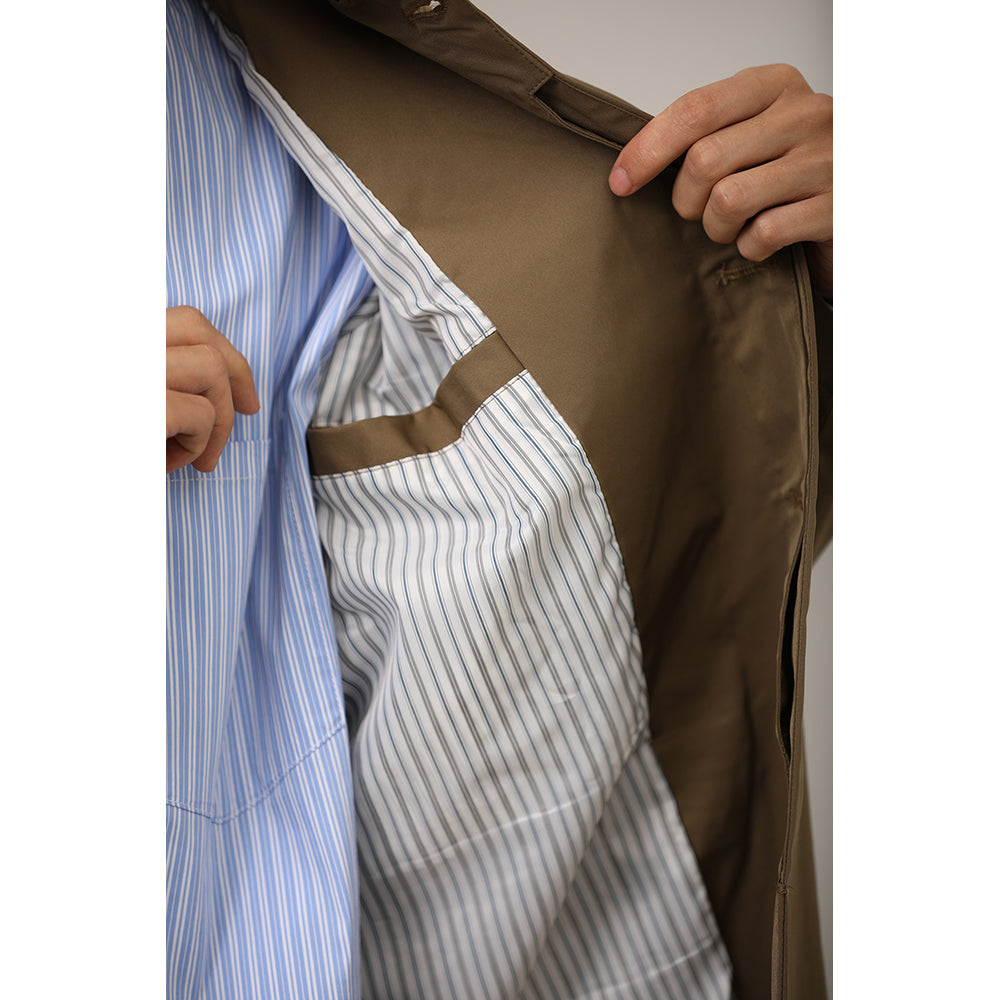 Japanese-style Solid-color Mens Loose-fitting Casual Basic Springautumn Trench Coat