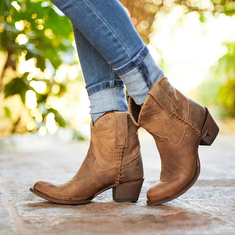 Autumn And Winter New Thick-heeled Mid-heel 40-43 Low-top Women's Boots