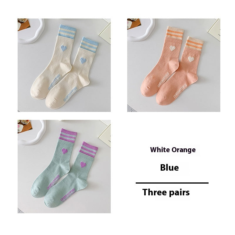 Women's Patchwork Striped Printed Mid Length Socks