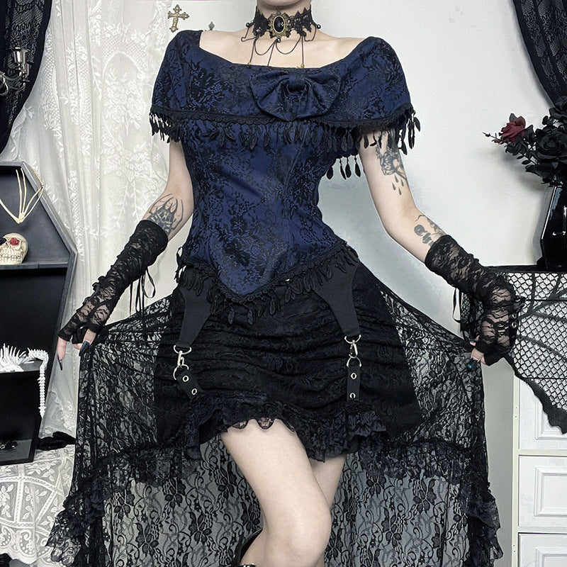 New Lace Off-shoulder Tassel Top For Women