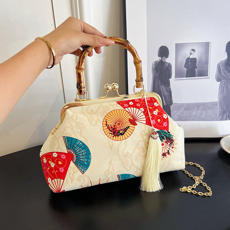 New Chinese Style Retro National Style Embroidered Clutch Bag Red-crowned Crane Handbag