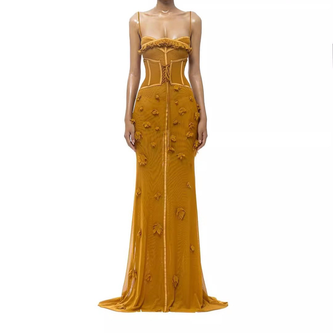 Strap Mesh Dress Sexy Waist-cinching And Slimming For Women