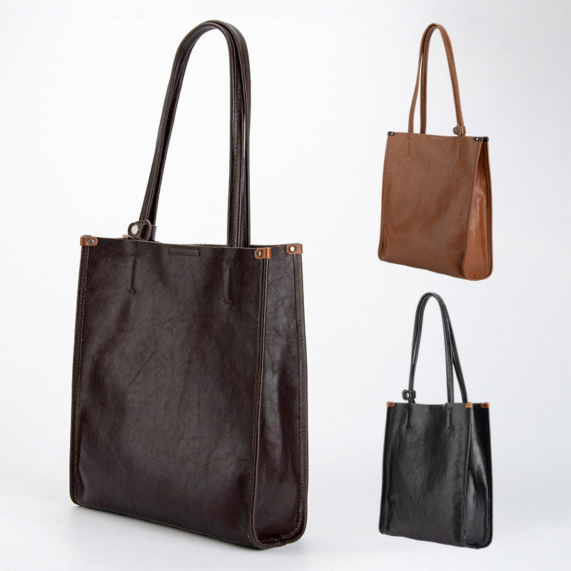 Large Capacity Totes Genuine Leather City Commuter Shoulder Bag