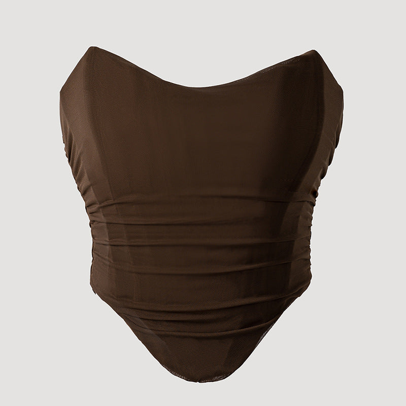 Brown Shapewear Fishbone Bustier With A Sexy High Waist