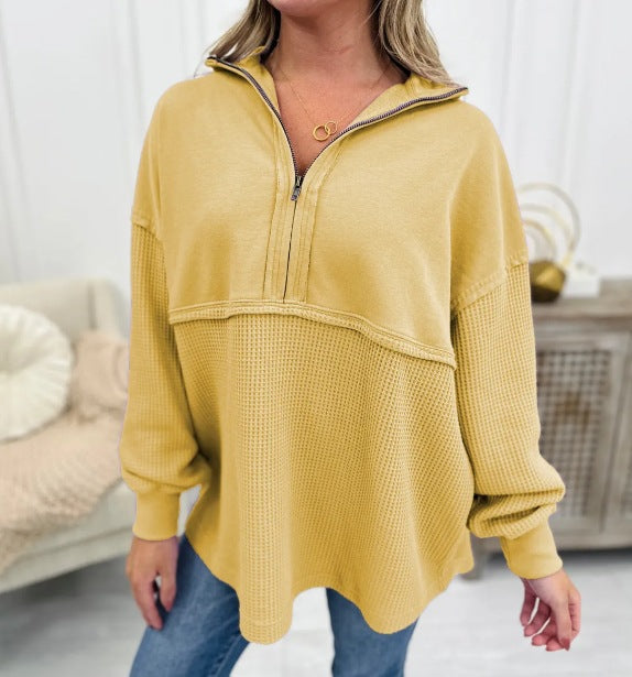 Dametøj Løs Lynlås Patchwork Sweater