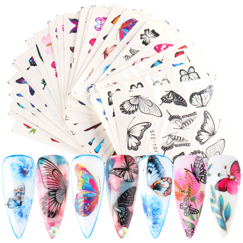 Black And White Lace Flower Nail Art Sticker Set
