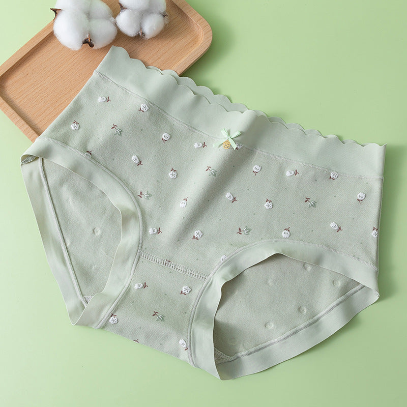 New Cotton Printed Mid Waist Seamless Underwear