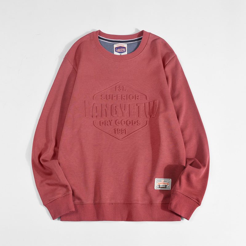 Vintage Print Loose Crew Neck Cotton Terry Sweatshirt