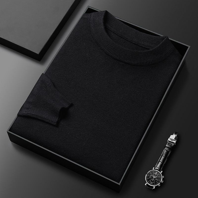 Men's Warm Leisure Solid Color Round Neck Sweater