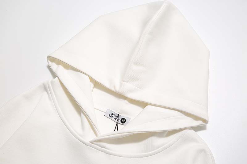 Handprinted White Ink Direct Spray Printed Men's Hooded Sweater